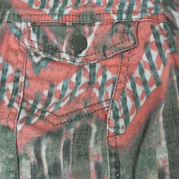 SOUTHWESTERN TWILL GREEN CORAL BUTTON FRONT JACKET JONES NEW YORK  M MEDIUM - Picture 9 of 15